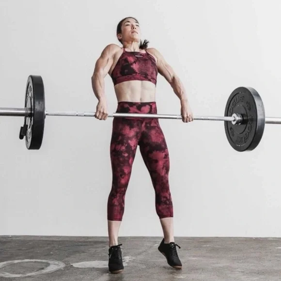 NWT NOBULL High-Rise Matte Crop Tight - Medium - Lava and Black Tie Dye (Red) - Picture 7 of 8